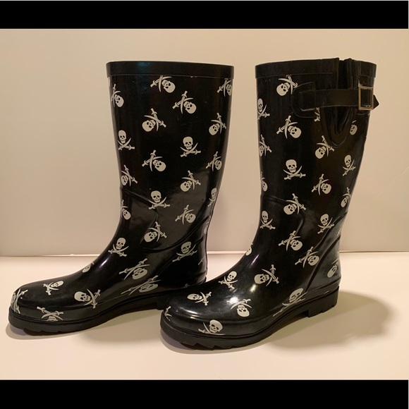 skull rubber boots